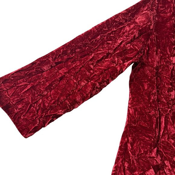 Soft Surroundings Red Crushed Velvet Jeweled Open Cardigan Sweater Womens Size S - Picture 3 of 6